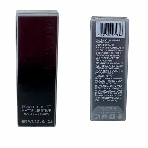 HUDABEAUTY Power Bullet Matte Lipstick Third Date Full Sz 3g Rare Authentic NIB - Picture 5 of 6